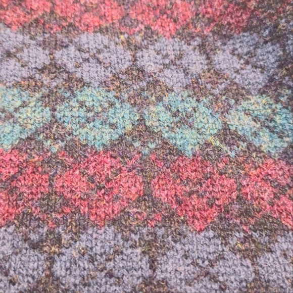 Vintage Christopher Hayes Shetland Wool Chunky Knit Argyle Cardigan Sweater XL - Picture 6 of 8